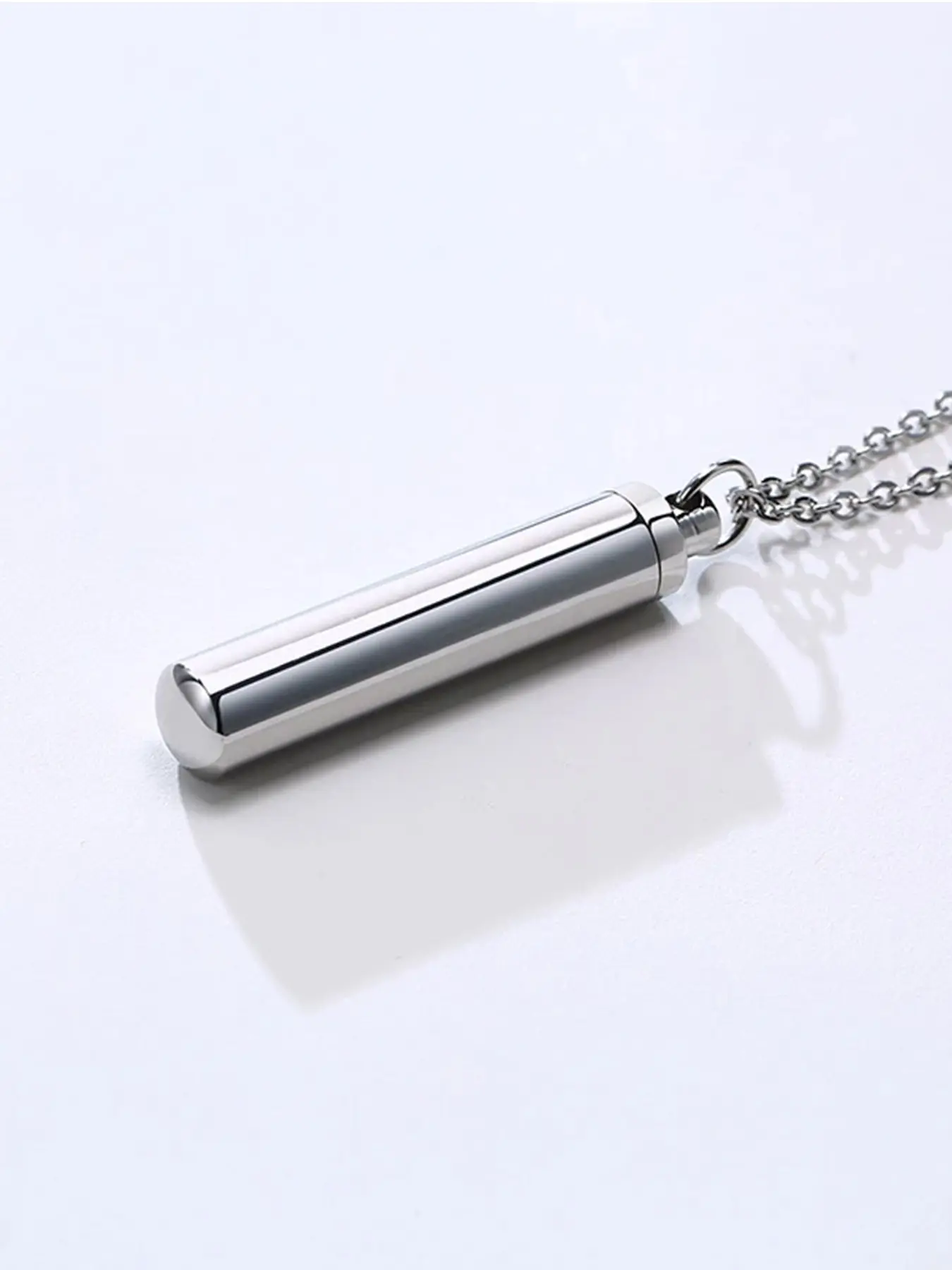 1Pcs Urn Necklace for Ashes Cremation Cylinder Memorial Silver Stainless Steel Memorial Pendant Jewelry Cylinder Keepsake Pendant with Funnel for Women Men Loved Ones
