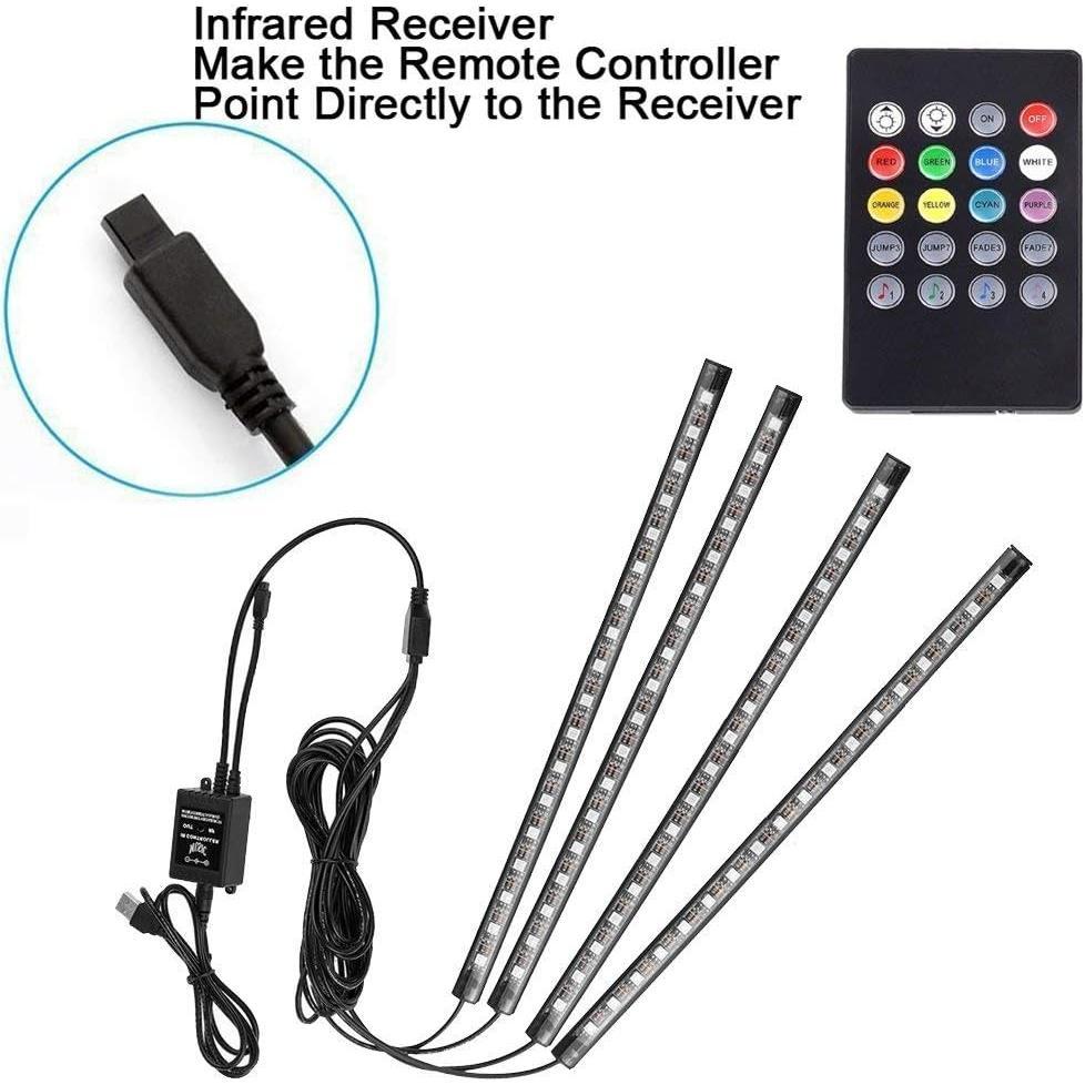 LED Strip Light,  4 count Multicolor   Interior Atmosphere Lights for  TV  with Sound  Function,Remote Control and  USB Port (48 LED-USB Port)