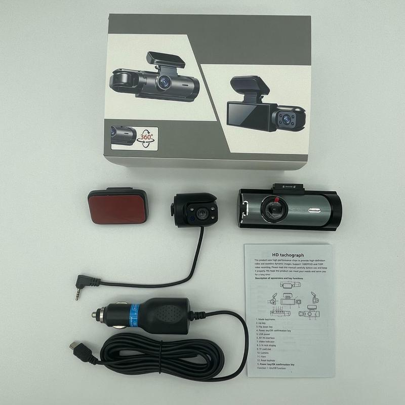 HD 1080P Car Dash Camera with 3.16 Inch IPS Screen, Front & Interior Dual-Lens Traffic recorder with Night Vision, Car Dashboard Wide Angle Driving Recorder, G Sensor, Loop Recording for Universal Car Camera, Car Dashcam