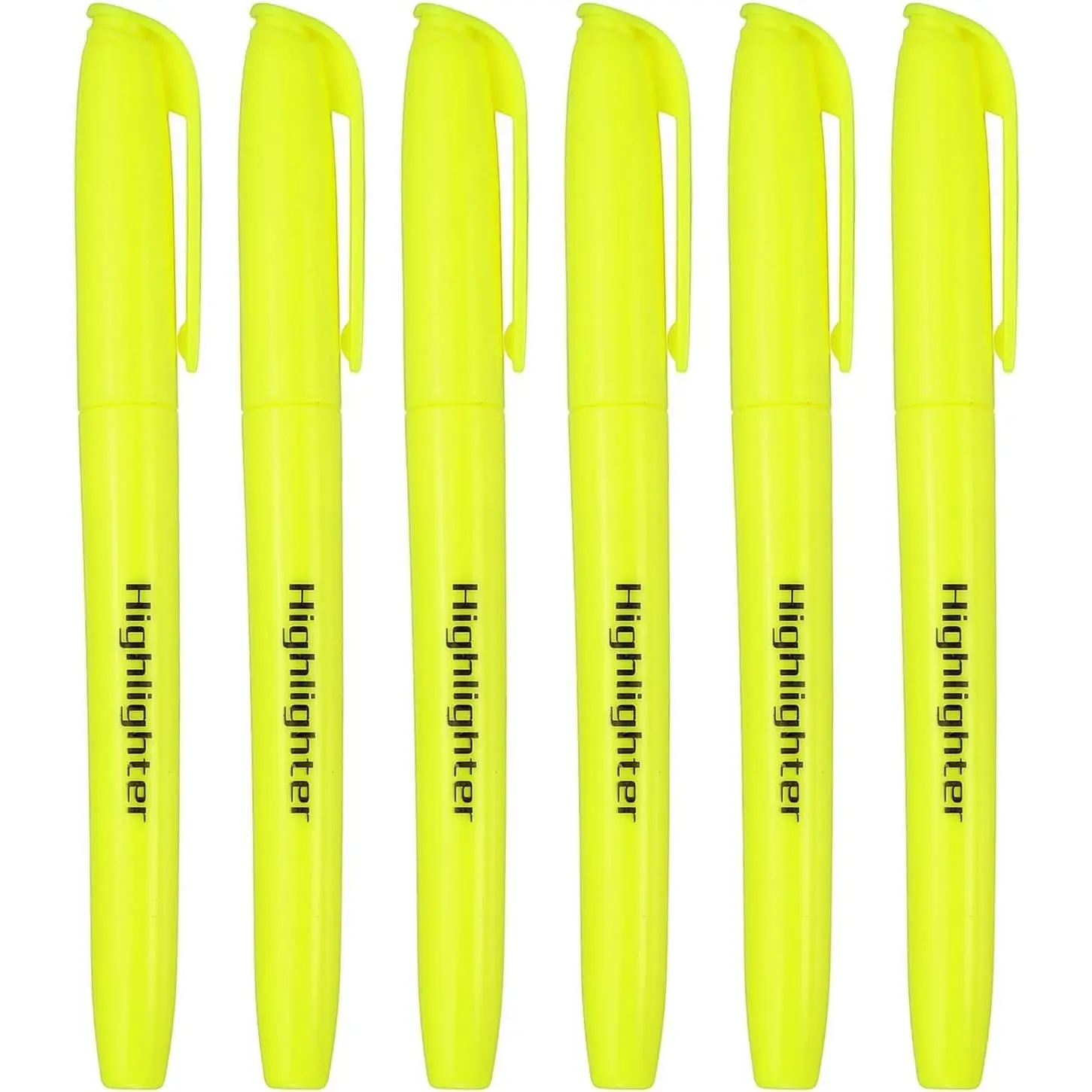 Yellow Highlighter, 6 Pack High  No Bleeds Highliters Pens Neon Clear View Bright Quick Dry Pocket Marker Pen Sticks Chisel Tip Cute for Books Office Adults Classroom