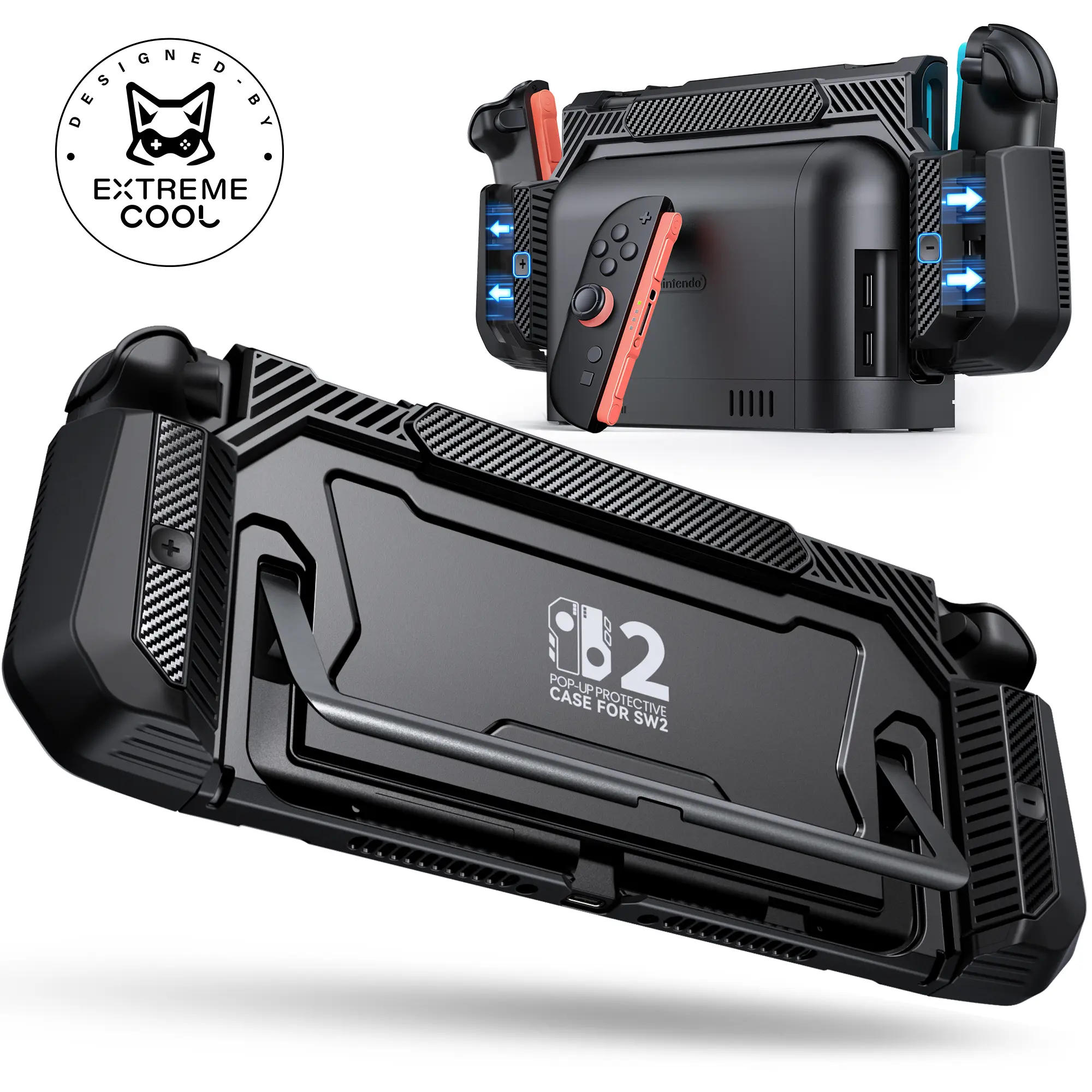 BEBONCOOL Switch 2 Case with 1-Click Joy-Con Release – Dockable, Kickstand, Shockproof Grip Cover – Travel Protection for Nintendo Switch 2