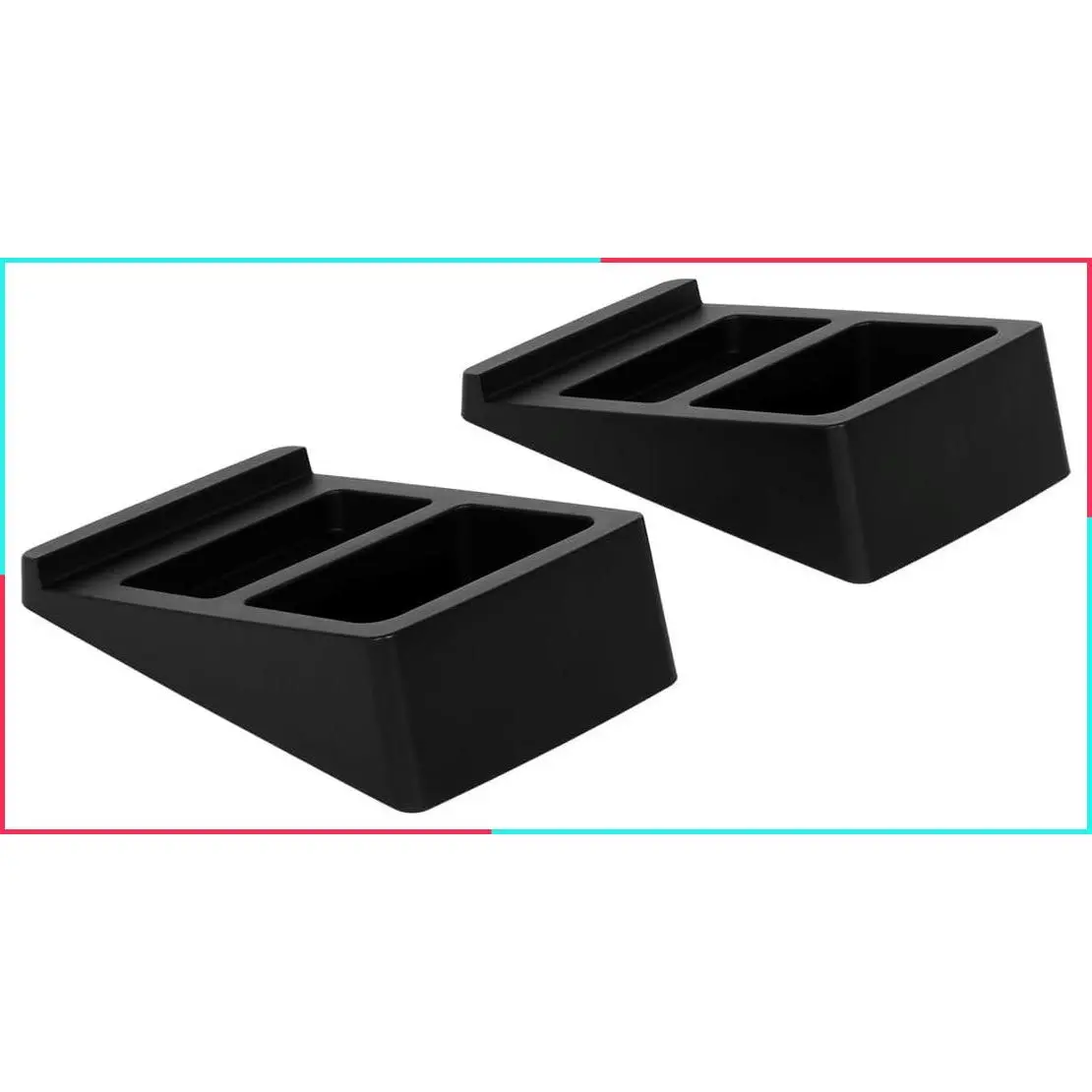 Tilted Wedge Desktop Speaker Stands for Medium Sized Speakers, Speaker Riser, Anti-Vibration, 15 Degrees of Tilt, Pair, for Bookshelf Speakers and Studio Monitors, Black