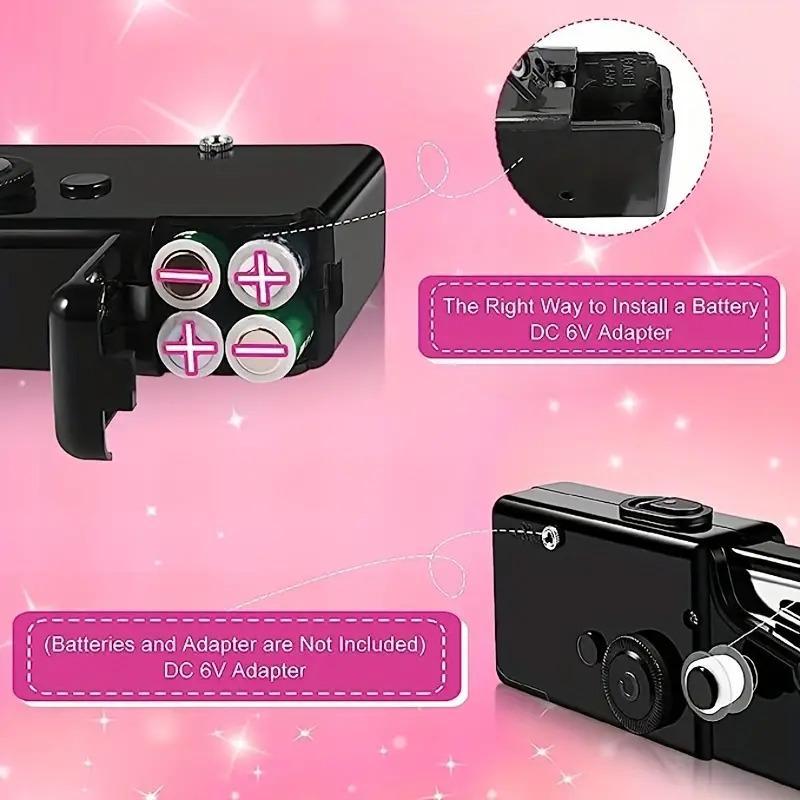 Cordless Handheld Mini Sewing Machine with Random-Color Accessories, 1 Count Portable Electric Sewing Tool Device, (Battery Not Included), Sewing Kit, Home Sewing Machine