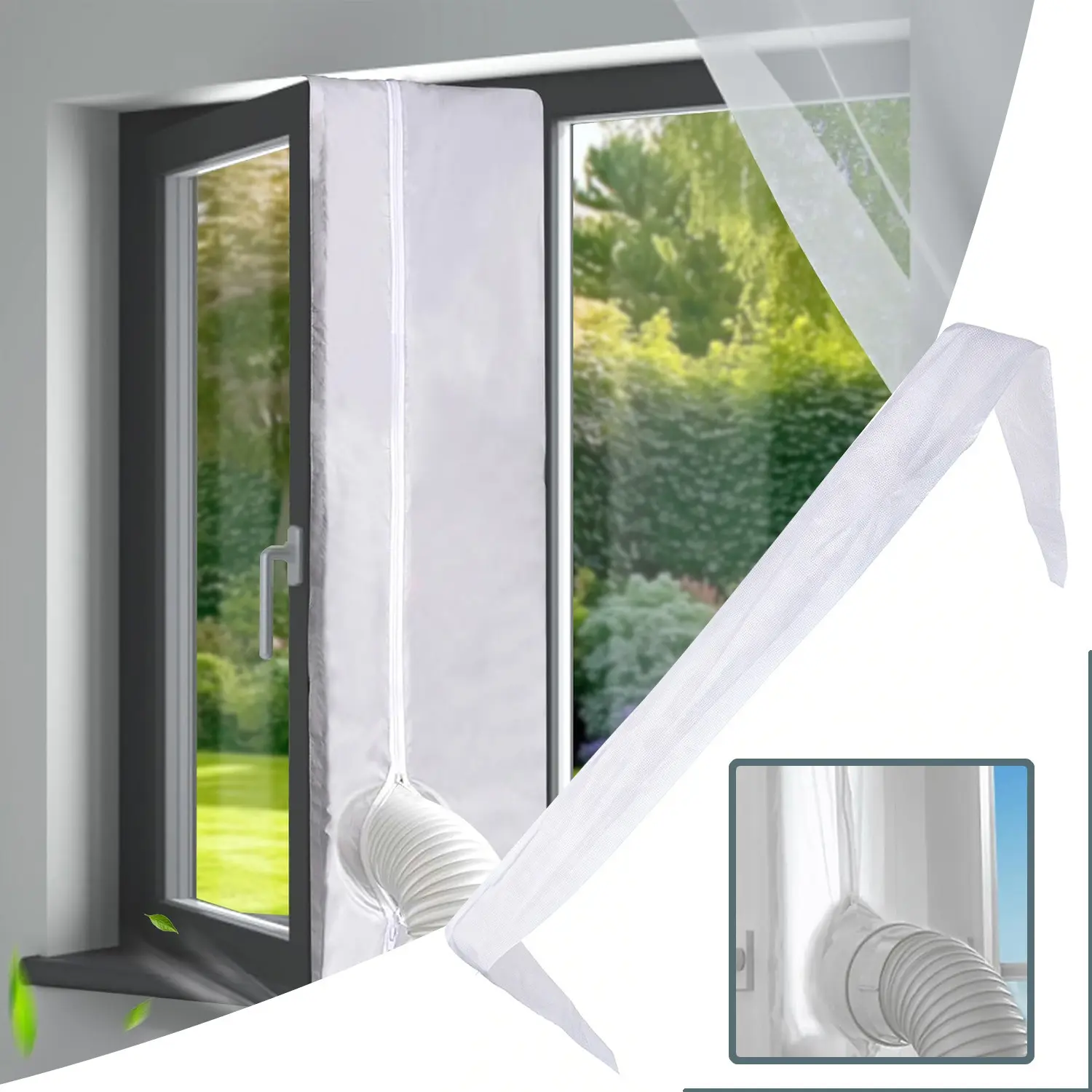 5m Air Conditioning Sealing Cloth, Effective Sealing, Portable Zipper Style, Easy Installation, Universal Window Sealant, Suitable for Mobile Ac Devices, Dryer Kits