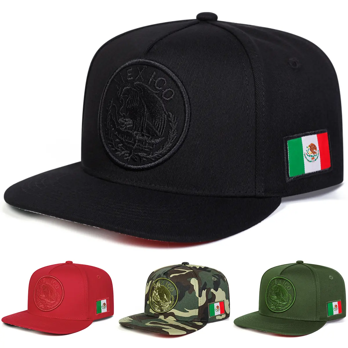 Unisex Mexico Eagle Embroidered Adjustable Hip Hop Trucker Hat Outdoor Sunscreen Leisure Hat Spring Autumn Travel Tourism Beach Vacation