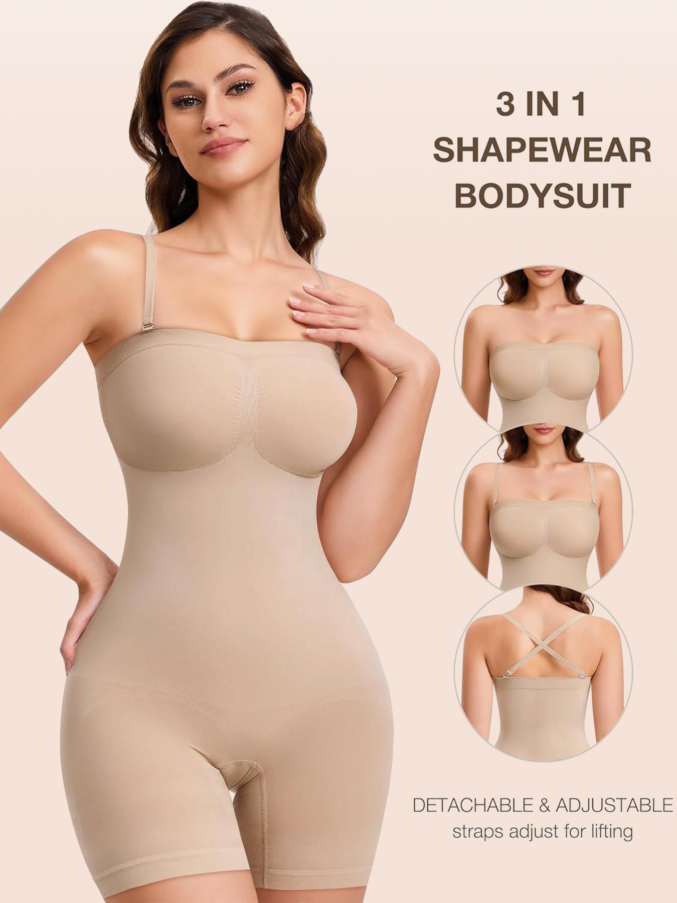 Women's Removable Straps Shapewear Bodysuit, Tummy Control Seamless Shaper, Women's Shapewear for Daily Wear, Compression Womenswear, Minimalist Seamless Tummy Tucking, Belly Control Bodysuit