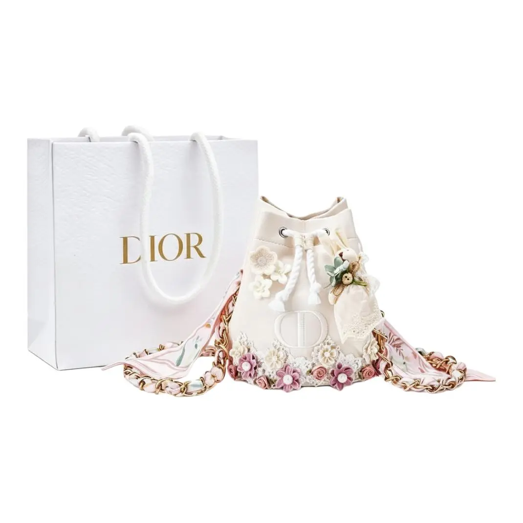 DIOR [Custom Makeup Bag]Creation Singularity, Ravishing, Summer, Storage, Canvas Bucket Bag Handbag Brown Pink