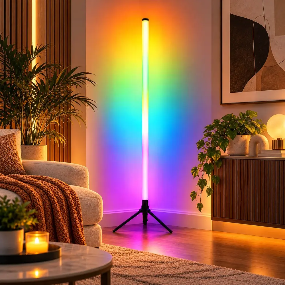 Decorative LED Standing Lamp for Modern Home, Custom Color Ambient Lighting with Phone APP, Remote Control, Music Reactive Mode, Brightness Adjustment & Timer for Bedroom, Living Room, Game Room and Party Decor