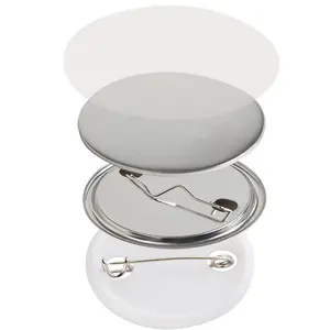 VEVOR 500 Sets 1.25 inch 32mm Pin Back Button Parts, DIY Round Button Badge Parts, Set Includes Metal Top, Plastic/Metal Button, Clear Film, and Blank Paper For Gifts Presents, Machine NOT Included