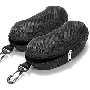2 Pcs Zipper Hard Sunglasses Cases Portable Travel Eyeglasses Cases with Plastic Hook
