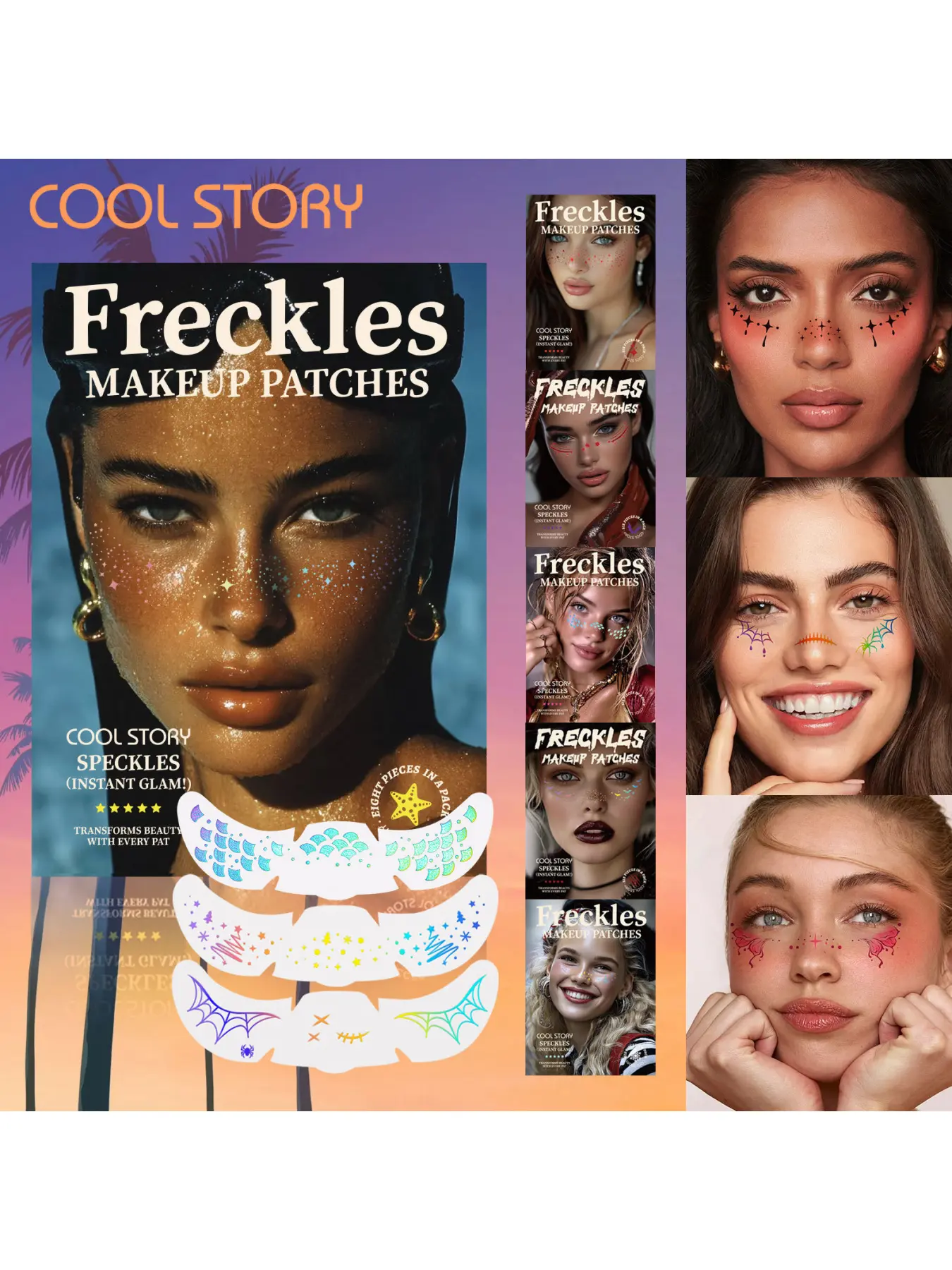 6 Sheets Metallic Gold Silver Freckle Tattoo Stickers, Waterproof Long Lasting Temporary Face Freckle Patches, Valentine's Day Halloween Christmas Festival Party Cosplay Makeup Stickers for Women Girls