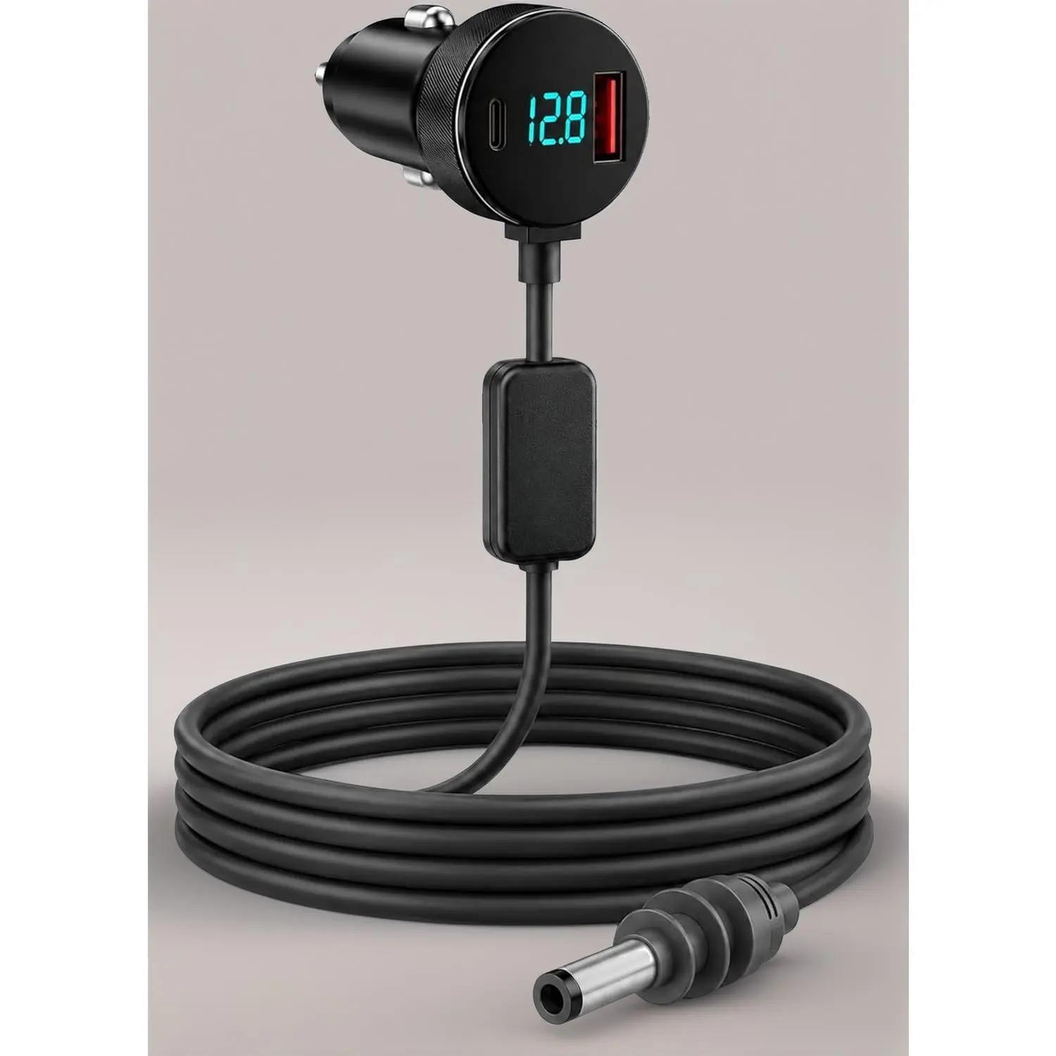 12V-24V to 30V 2A Car Adapter Charger with PD 30W USB-C & USB-A Ports, 10FT 18AWG Cigarette Lighter Cable for Boat, RV (60W Power Supply)