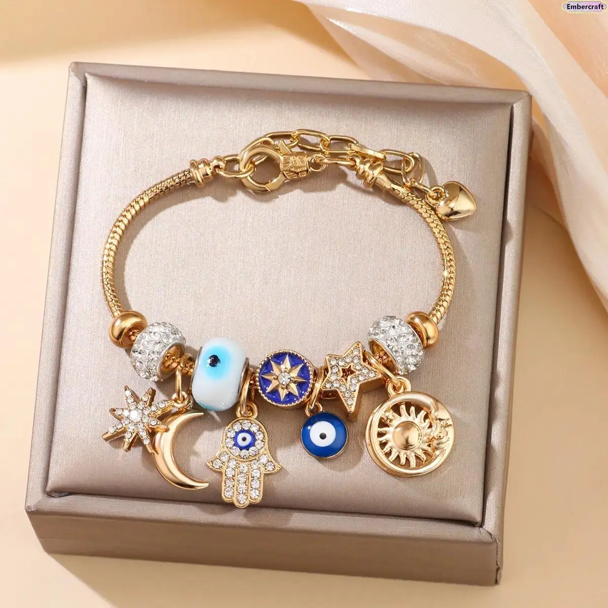 Women Adjustable DIY Multi-Charm Bracelet, Fairycore Whimsical Cute Aesthetic Layering Wrist Jewelry Gift for Daily Wear