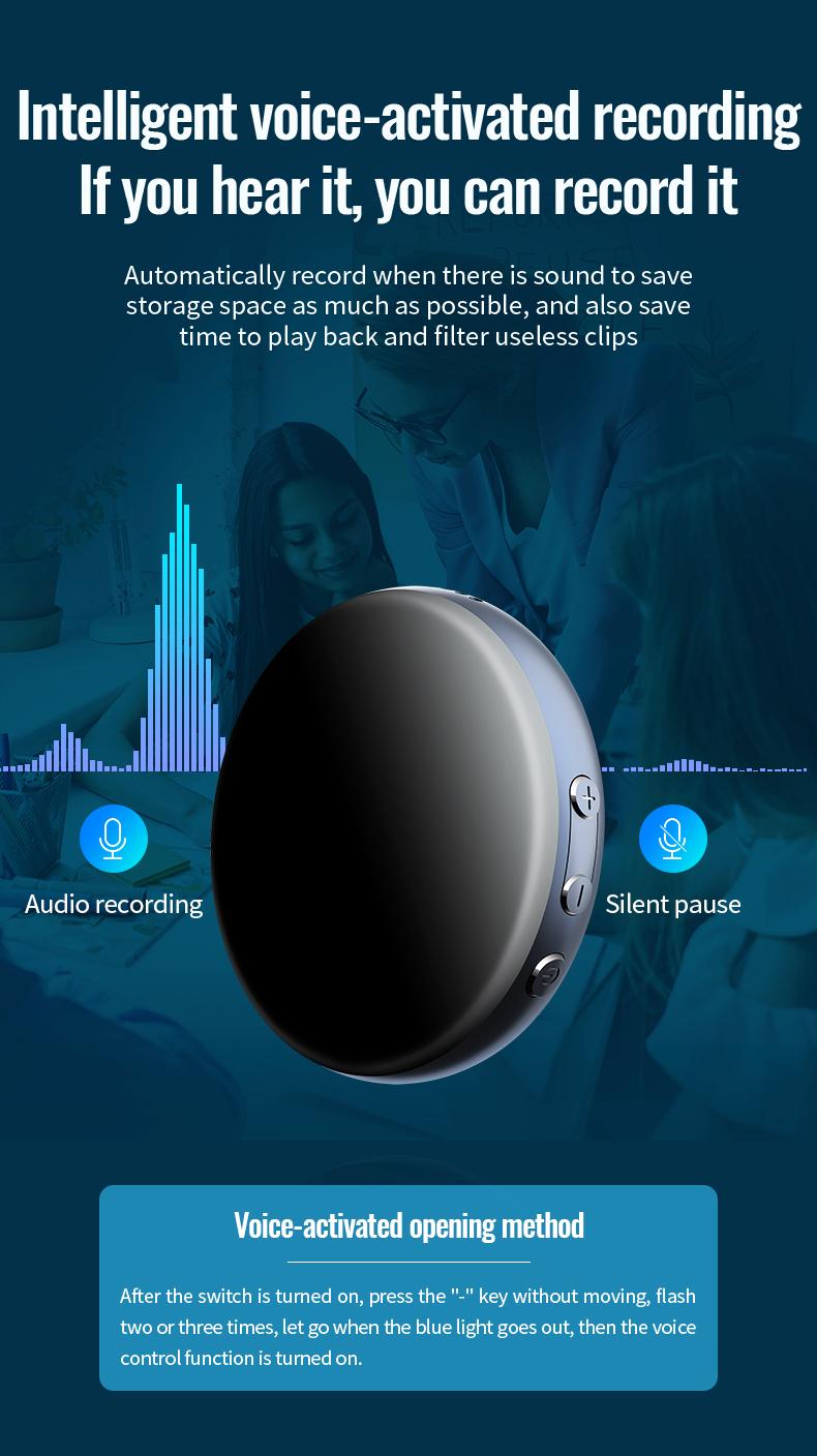 Magnetic Digital Voice Recorder + Voice Activated Recorder, Compact Audio Recorder, Audio Recording Device, Grabadora de Audio Digital Usb Wireless Portable Mini Headsets