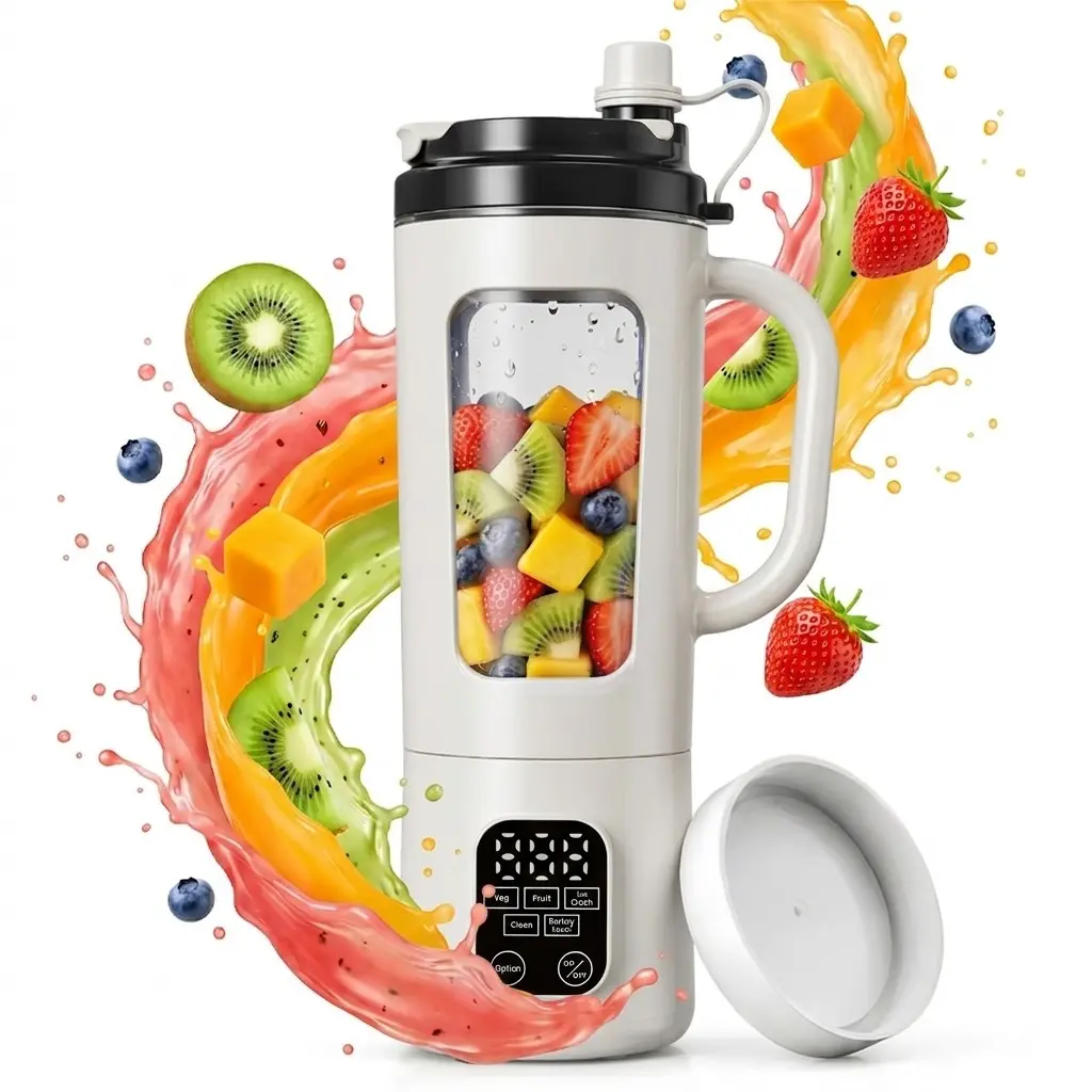 Portable Electric Citrus Juicer Machine, USB Rechargeable, 7.4v, Digital Display, Stainless Steel Blade, Ideal for Smoothies, Fresh Juice, Travel, Home Use
