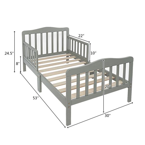 Toddler Bed with Safety Rails, Solid Wood Kids Bed Frame, Low Profile Montessori Floor Bed for Boys and Girls, 135*75*62.5cm