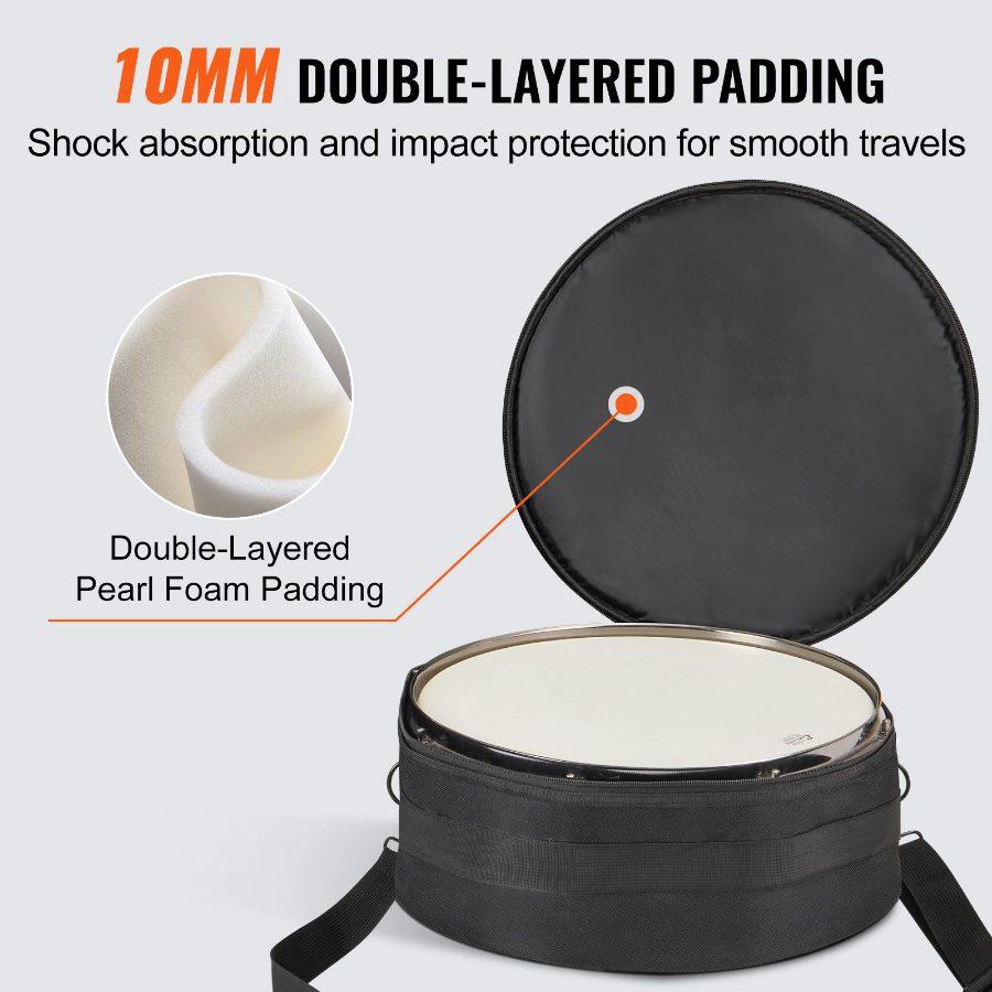 VEVOR 5-Piece Drum Bag Kit, Durable 1680D Oxford Material, Cushioned Cases with 1.5m Removable Shoulder Strap and Carry Handles, Collapsible, Fits 22'' Bass, 12''/13''/16'' Toms, 14'' Snare