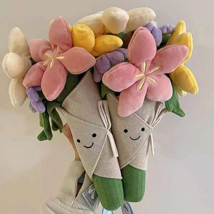 Cute Holding Bouquet Plush Toy Kawaii Tulip Flower Doll Graduation Gift Marriage Proposal Props Creative Girl Birthday Gift easter christmas birthday gift