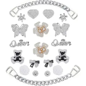 SOGLLQAM Bling Shoe Charms for Girls, Butterfly Chain Accessories, Cute Shoe Decorations for Women, DIY Shoe Accessories summerwins
