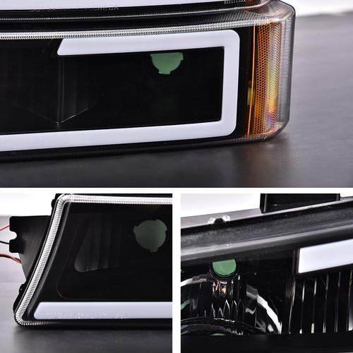 Fit For 2003-2007 Chevy Silverado Avalanche LED DRL Headlights Bumper Lamps