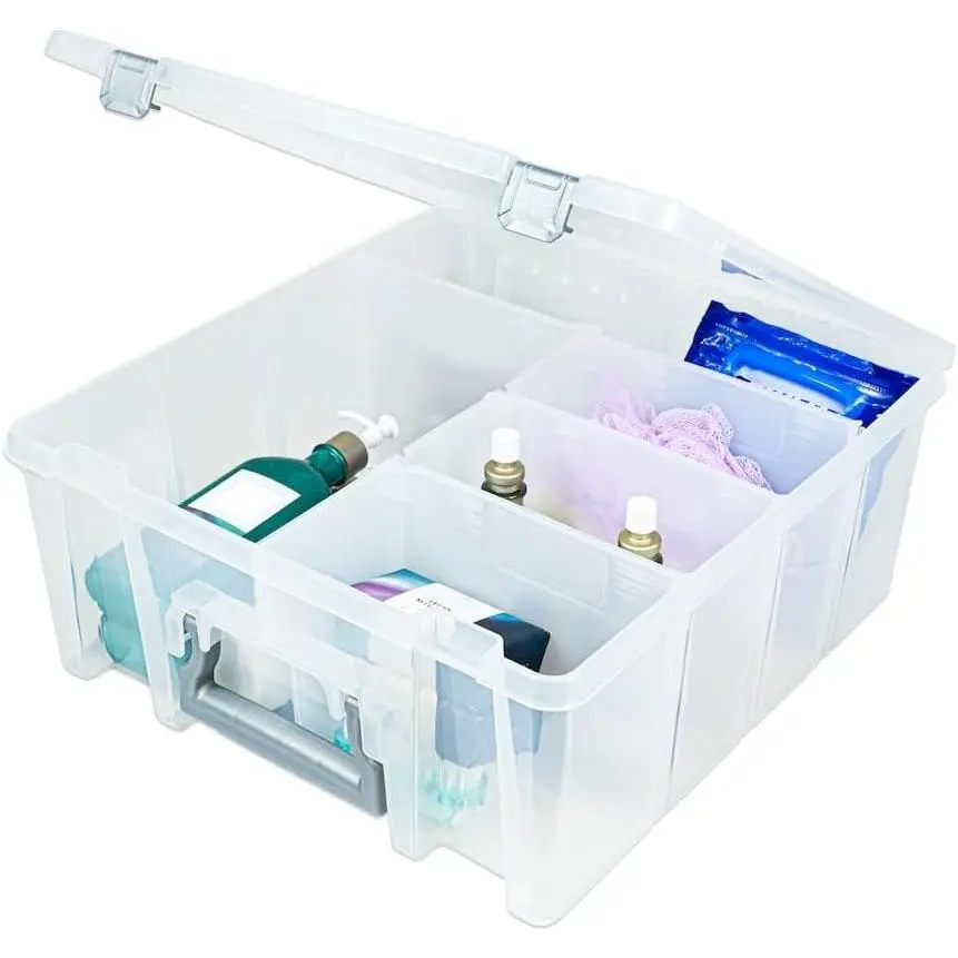 Best Kept Super Satchel Double Deep Compartment Box - Art Storage with 8 Removable Compartments Smart Closure for Craft Supplies, Home & Office Improvement