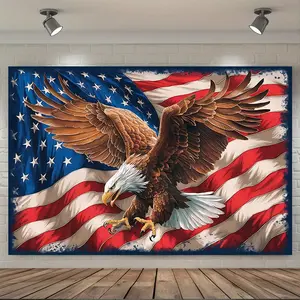 Majestic Eagle 2D Flat Banner, Single-Sided Polyester Backdrop with Metal Grommets, Easy-to-Hang Wildlife Photo Background for Party Decor, Wall Decoration & Photo Booth Props