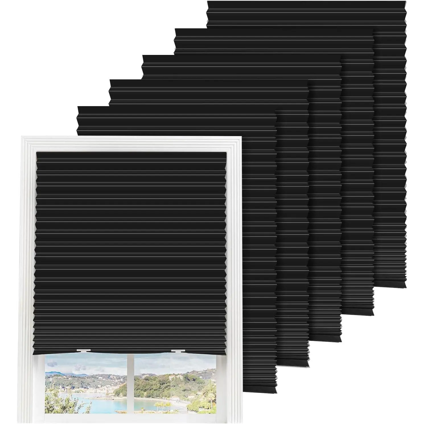 Touri 6 Packs Temporary Paper Blinds for Windows, 36 X 72 in, Easy to Cut & Install Window Shades with 12 Clips