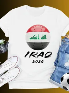 Iraqi Football Fan T-Shirt, Supporter Shirt, Iraq Flag Pattern, Soccer Lover Gift, Youth Sports Fan Wear, Unisex, Casual Long Sleeve