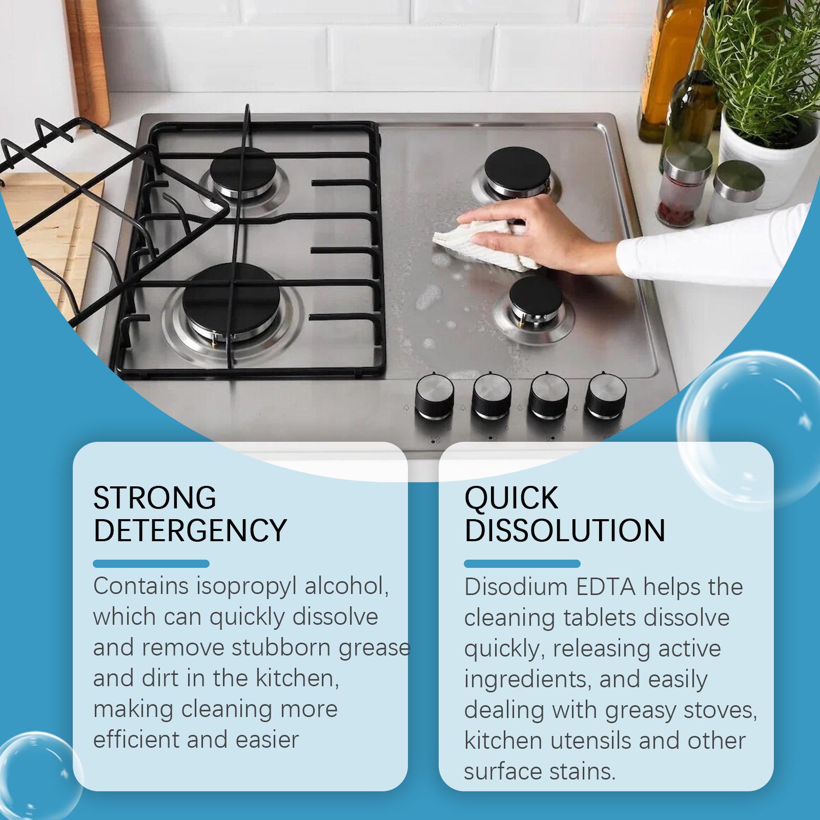 Kitchen grease cleaning tablets, multi-functional for household cleaning and removing grease and grime from kitchen stoves