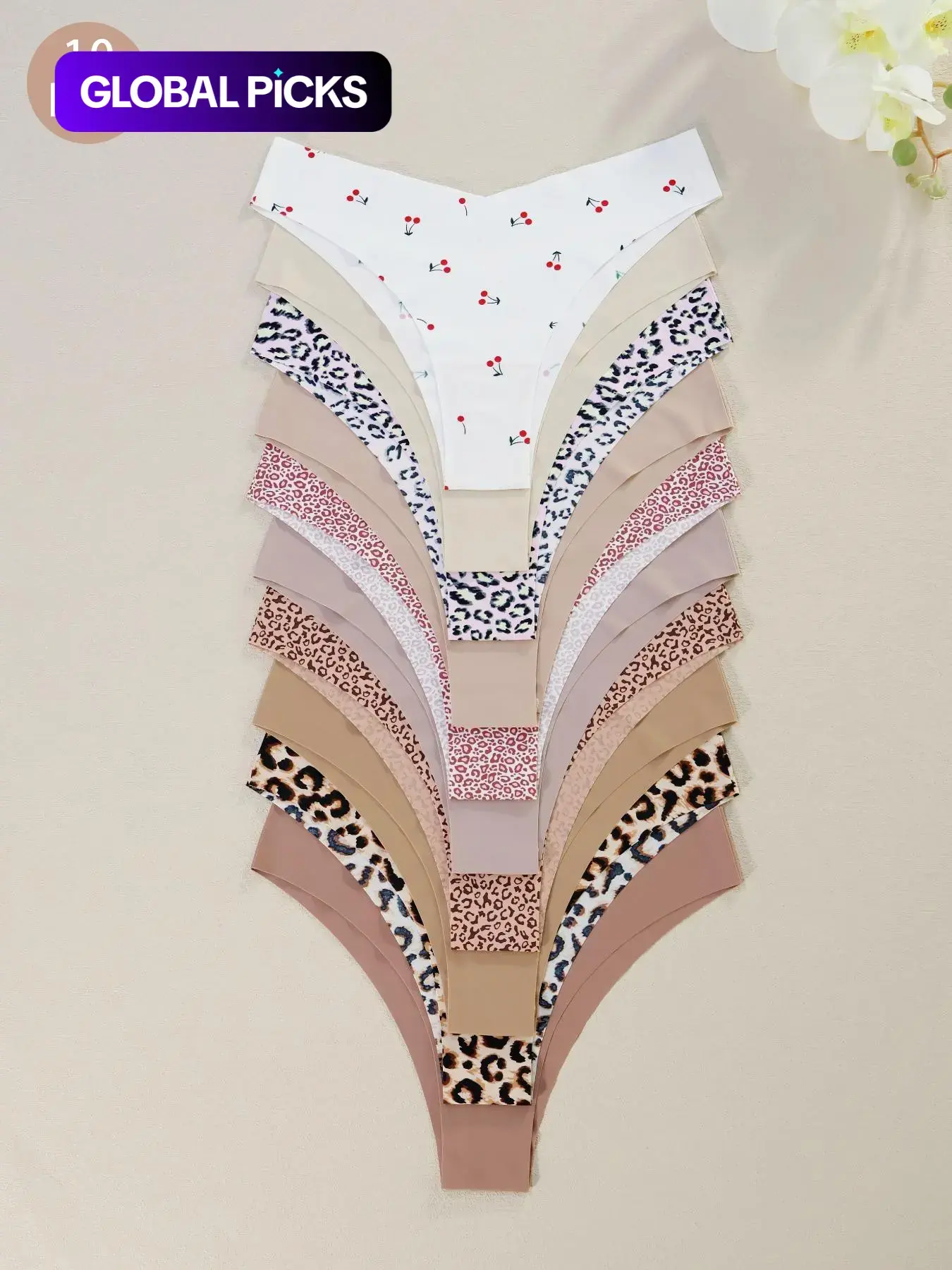 Women's Floral Heart Leopard Print Everyday Wear Underwear Set, 3/4/6/7/8/10/12 Pieces, Casual Fitted Design, All Seasons Comfortable Panties, Lingerie