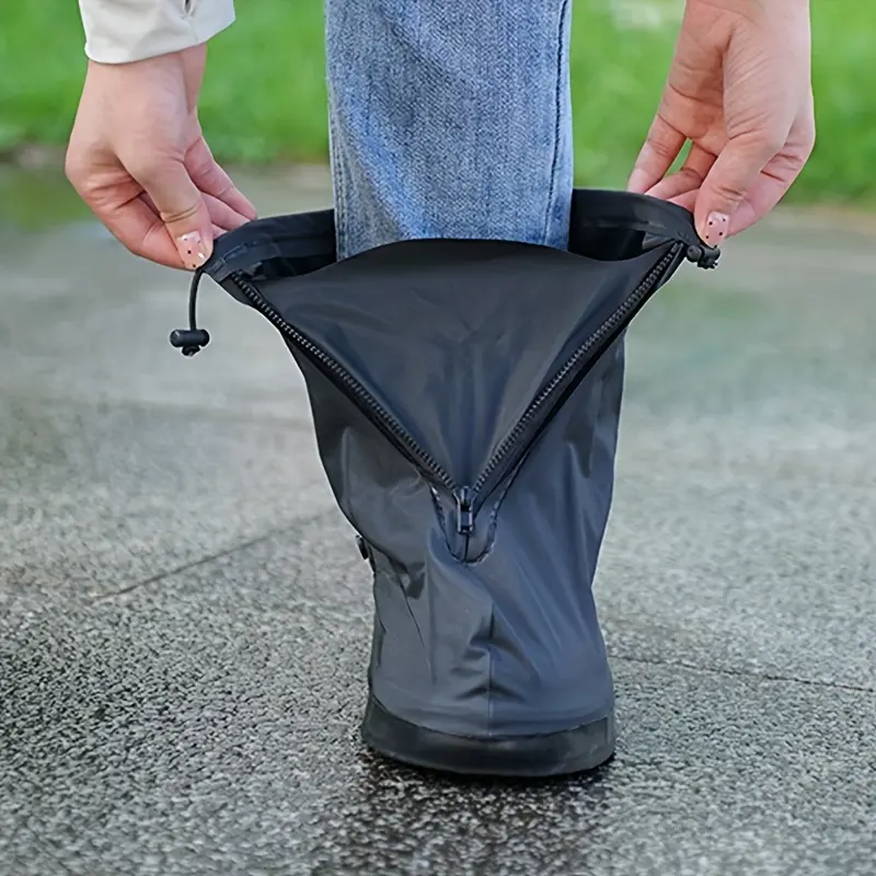 1 pair of short rain shoe covers - lightweight elastic opening, hand washable white shoe cover, suitable for outdoor travel and humid weather for adults and students, reusable zipper closure, close fitting design, shoe cover, holiday gift, rain outdo