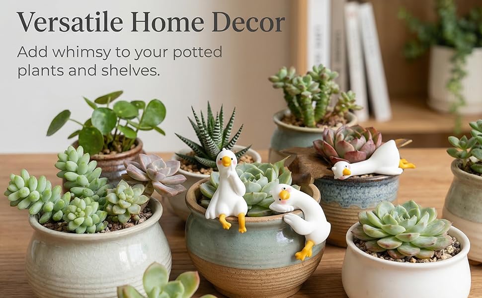 4PCS So Tired Lazy Duck Mini Desk Decor, Resin Goose Figurine Computer Monitor Decor, Lazy Goose Computer Decorations, Cute Duck Statues for Office Desk, Car Dashboard,Funny Desk