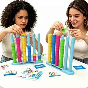 Color Matching Challenge Game, Fun Color Sorting Board Game, Fast-Paced Ring Color Pairing Game, Includes Challenge Cards, Family Party Toy