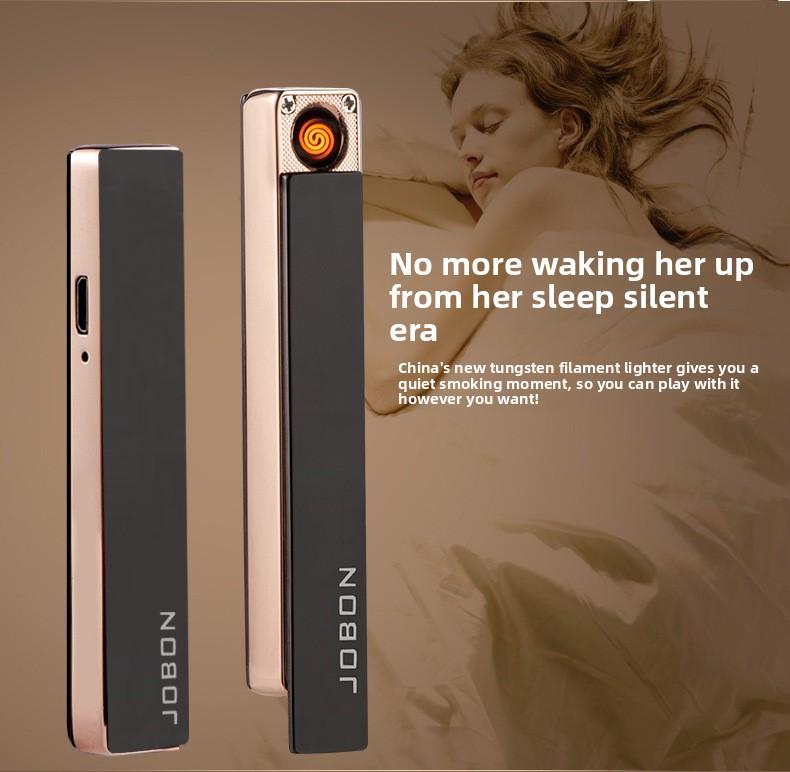 USB Rechargeable Lighter Ultra-thin Metal Tungsten Wire Windproof Electronic Cigarette Lighter