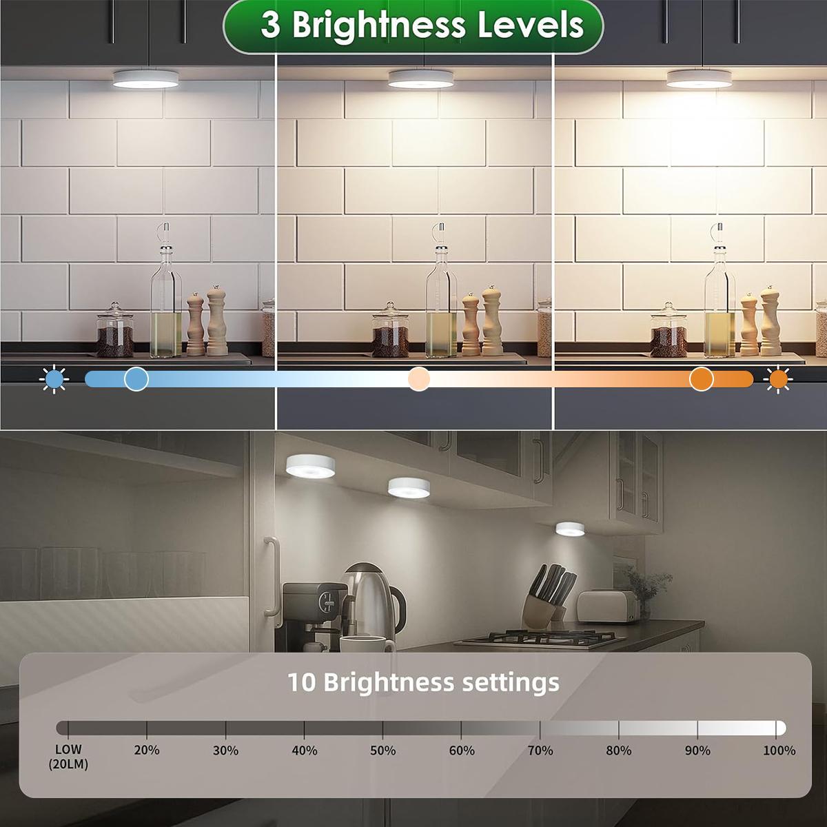 6-Pack Rechargeable Puck Lights - Motion Sensor & Dimmable Under Cabinet Lighting | USB Magnetic LED Lights for Kitchen, Closet, Pantry 6-Pack Rechargeable Puck Lights - Motion Sensor & Dimmable Under Cabinet Lighting | USB Magnetic LED Lights for Kitchen, Closet, Pantry