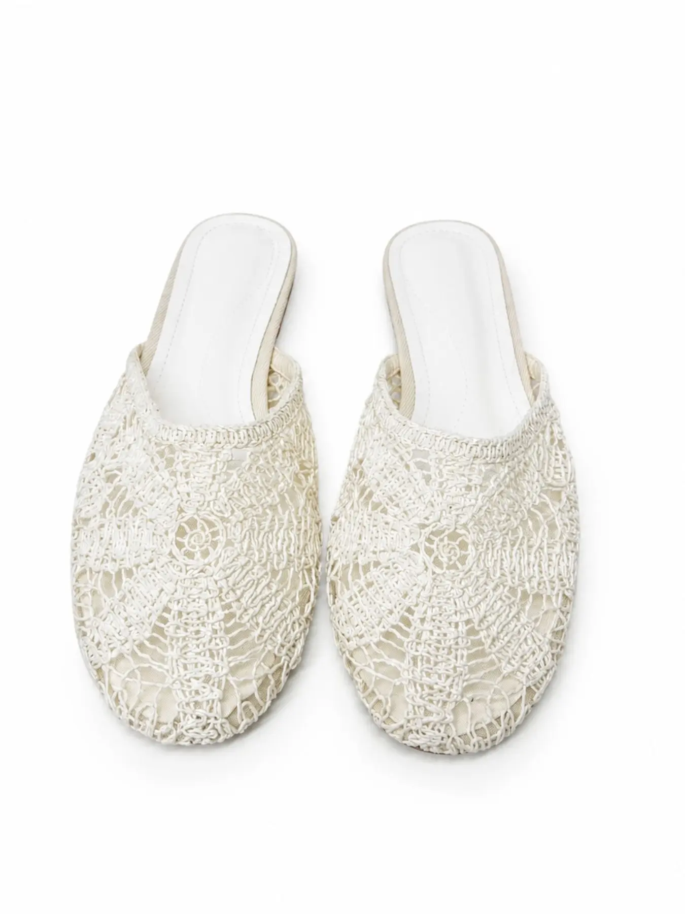 Women's Hollow Out Lace Sandals, Fashion Open Toe Slippers, Summer Flat Shoes, No Heel Half Slip-Ons, Stylish Outdoor Wear