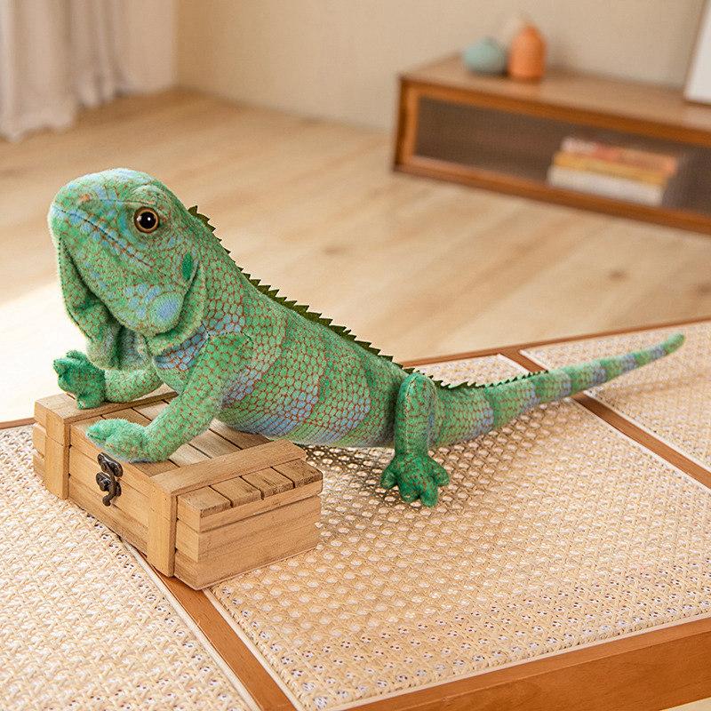Lifelike Green / Brown Iguana Lizard Figurine Model Cute Reptile Lizard Plush Toys Simulation Animal Stuffed Doll Boys Gifts