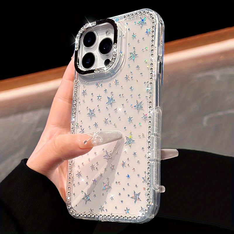 Chic Y2K-Inspired Phone Case Adorned with Luxurious Glitter Rhinestones And Star Sequins, Crafted for Iphone17, 16, 15, 14, And 13 ,12Pro Max, Showcasing a Dazzling Laser Protection.