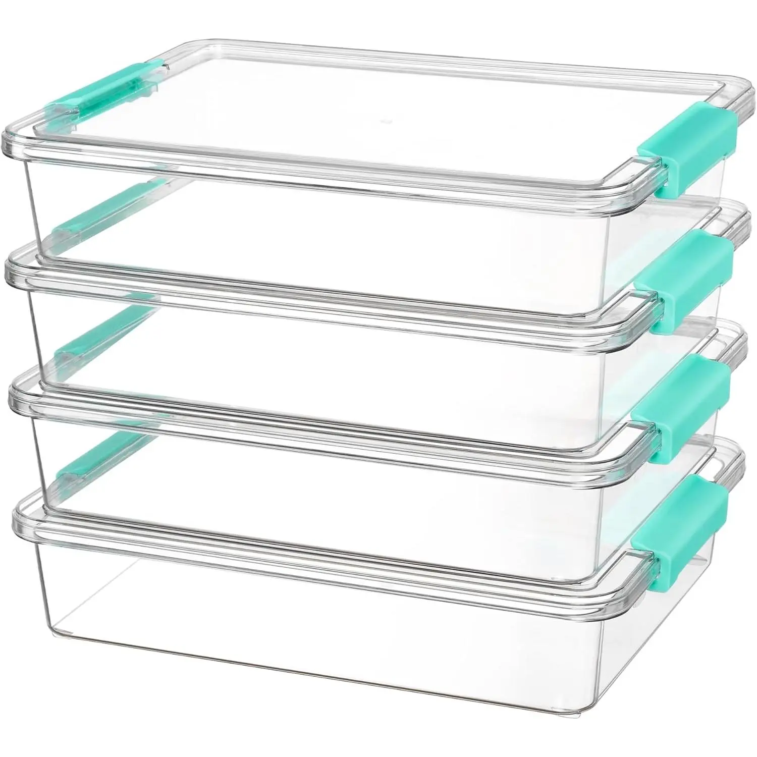 6 Qt Plastic Storage Bins with Lids, Clear Sensory Bins, Arts Crafts Organizers and Storage, Stackable Containers for Home Office and School Supplies, 4 Pack