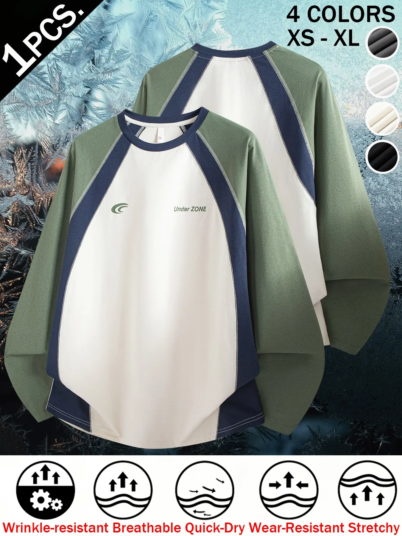 Men's Casual Loose Quick-Dry Long Sleeve T-Shirt | Breathable, Wrinkle-Resistant, Wear-Resistant | Letter Print Patchwork Pullover | Perfect for Commuting, Hiking, Climbing, Cycling & Outdoor Adventures