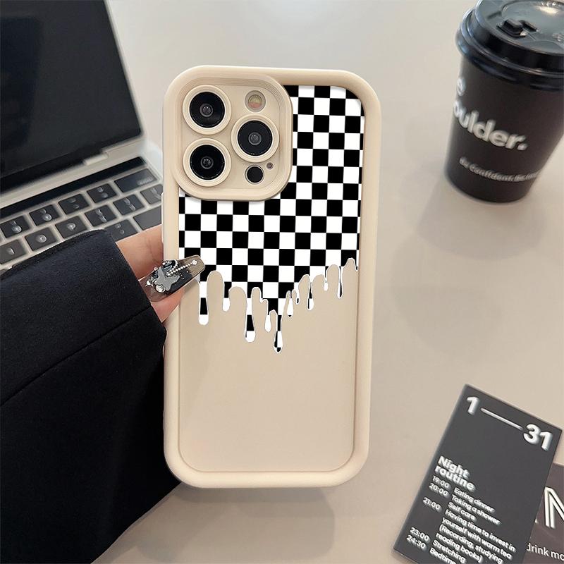 Checkered Pattern Phone Case, Soft Silicone, Fully Protected and Shockproof For iPhone 17 16 15 14 13 12 11 Pro Max Plus Air XSMAX Mini 16E 17E Protection