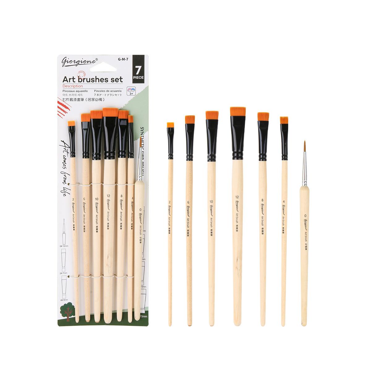 Art 7-Piece Flat Nylon Paint Brush Set for Acrylic Oil Lacquer Art - Kids & Artists - TikTok Viral Art Supplies