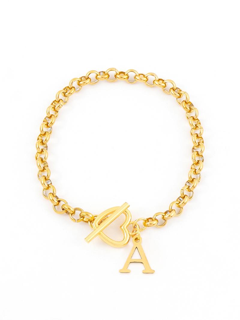 Letter & Heart Design Bracelet, Fashionable Jewelry for Women for Party, Daily Clothing Decor, Trendy All-match & Exquisite Jewelry for Birthday Gift