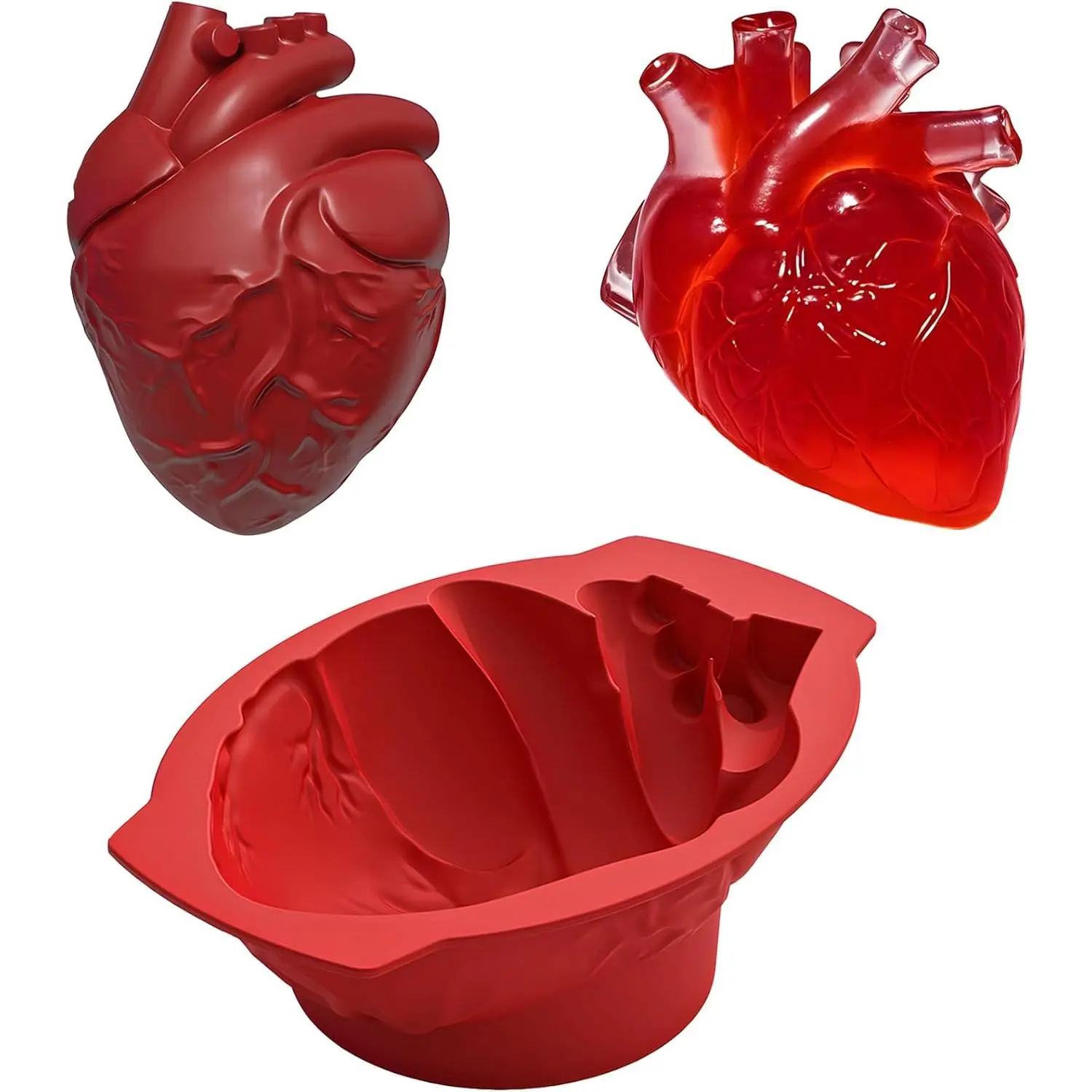 Heart  Mold -  Realistic Heart Jelly Mold with Support Base for Cakes, Breakable , Jelly, Pudding, Gelatin and Halloween