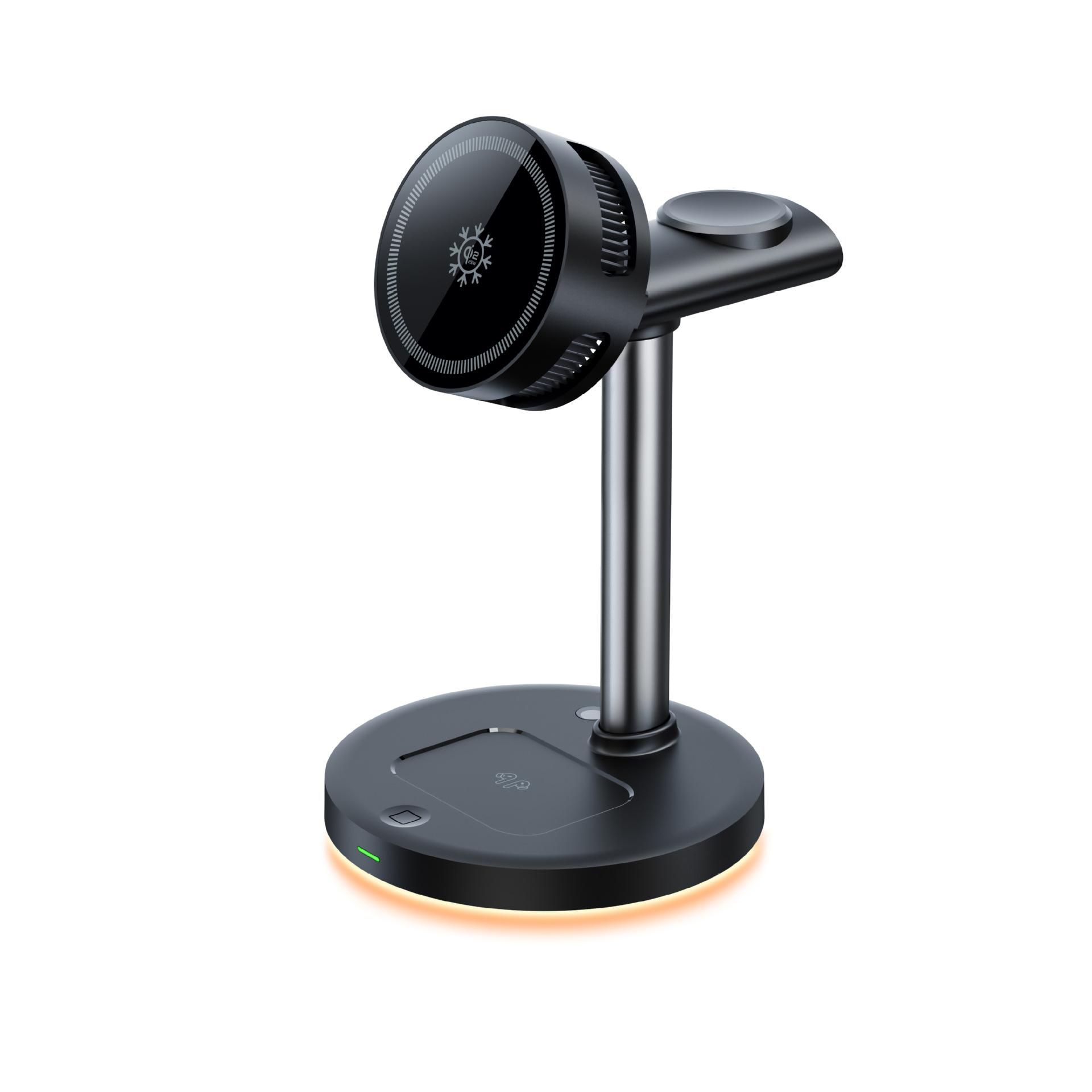 3 in 1 Wireless Charging Station, MagSafe Charger Stand Compatible, Qi2 25W Certified Palm-Sized Foldable Charger for iPhone 17/16, Apple Watch, AirPods (Non-Battery, Adapter Included)