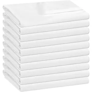 10 Pack White Flat Sheets Bulk Only  Size,Soft Microfiber Bedding Sheet for  Salons HotelsGuests and  Rentals, Wrinkle Free, Hotel Airb&bs Essentials for Hosts, 66"x96"