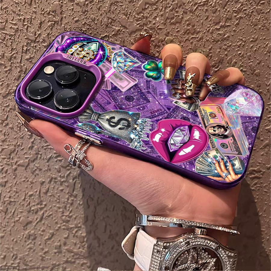Luxury diamond banknote pattern phone case, drop-resistant hard case, stylish and personalized, can be given as a gift to friends, suitable for iPhone 17/16/15/14/13/12/11/X/XS/XSMAX/XR/7P/8P/16E/17E