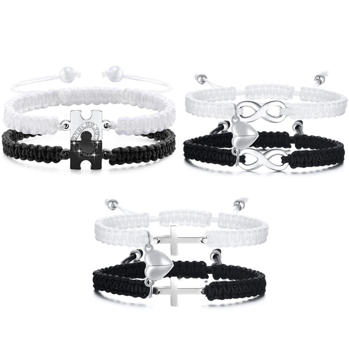 Couple magnetic bracelet, adjustable love knot bracelet, suitable for couples Christmas anniversary Valentine's Day gift for him/her