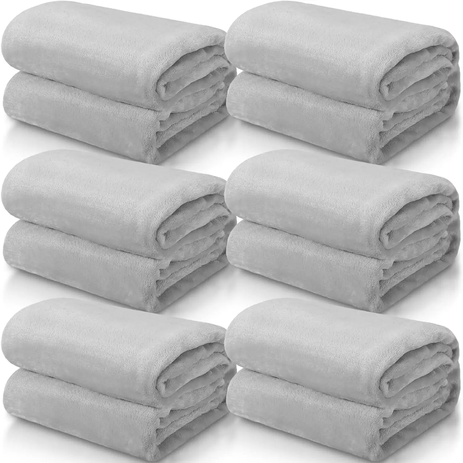 6 count Fleece Throw Blanket Bulk for  Girl Soft Plush Flannel Throw Sleepover Slumber Movie Night Galentine's Graduation Party Office(Light Gray,40 x 60 Inch)