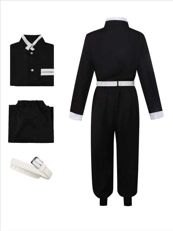 Anime Tomioka Giyuu Cosplay Costume, Demon Slayer Kimetsu No Yaiba Role Play for Adults, Halloween Carnival Clothing, Slim-Fitting Geometric Pattern, Costume Outfit